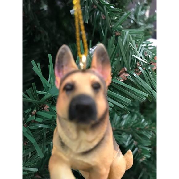 German Shepard Dog Ornament Christmas Tree Tan and Black Raised Paw - Picture 4 of 6